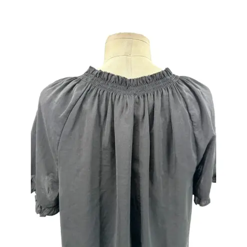 Current Air  Los Angeles‎ Black Ruffle Short Sleeve Blouse Size Small