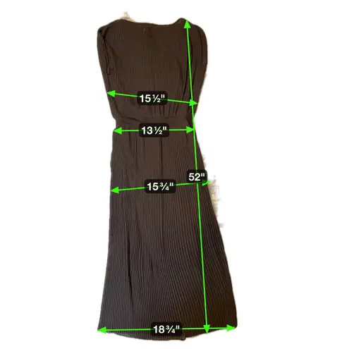 Bordeaux Knit Maxi Dress Ribbed Belted Dark Brown S P