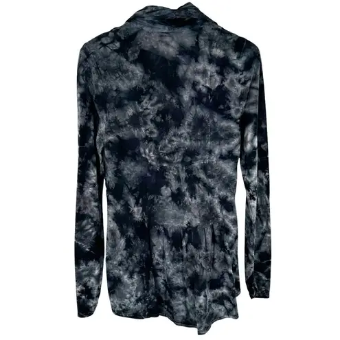 XCVI Black and Gray Tie Dye Ruched Jersey Zip Casual Jacket Size M