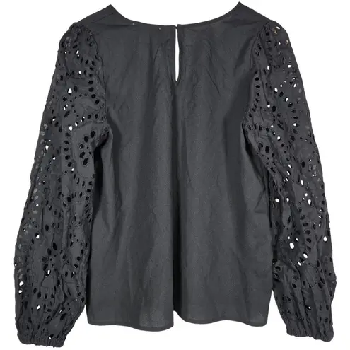 Lush Clothing Lush Black Women's V-Neck‎ Top with Lace Sleeves L NWOT