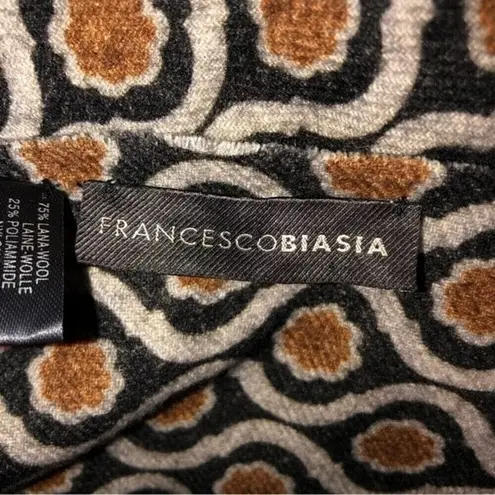 Francesco Biasia Zebra Wool Scarf Made in Italy Unisex Brown