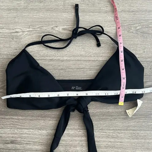 Aerie NWT  Scoop Bikini Top Black Wrap Around Waist Tie Front Halter Medium