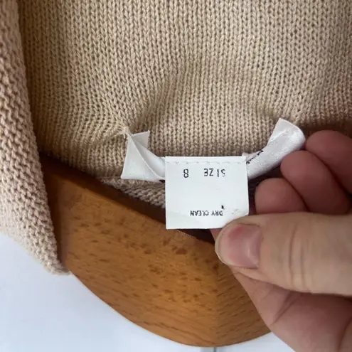 Laura by Alyzia Vintage Vneck Double Breasted Knit Sweater Cardigan Size 8 Tan