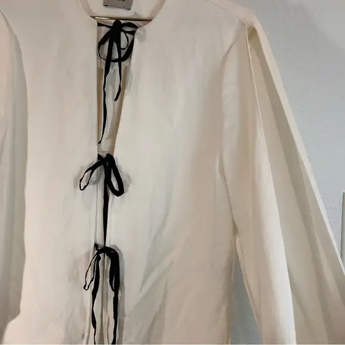 Rachel Comey black white front ribbon bow tie academia preppy minimalist top