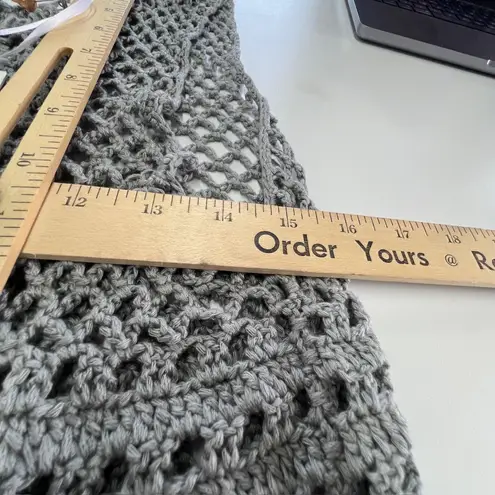 Meskita Tank Top Womens Small Crochet Fringe Boho Knit Festival Layered Beach Gray