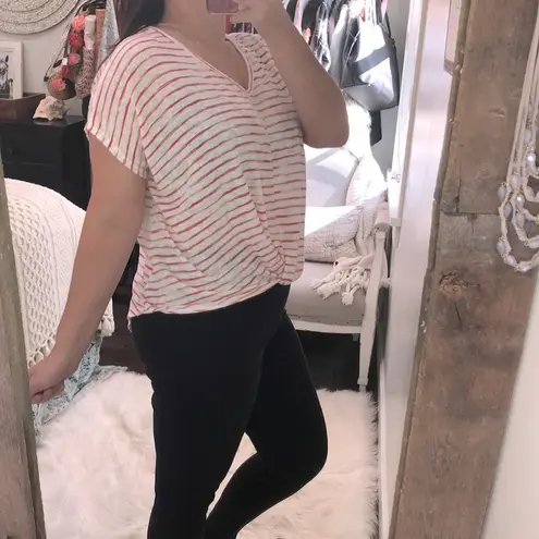 Hummingbird size small red & white striped top