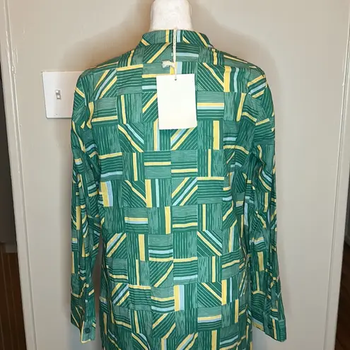 Tuckernuck  Lydell Button Down Maxi Shirt Dress Green Line Print NWT Size Small