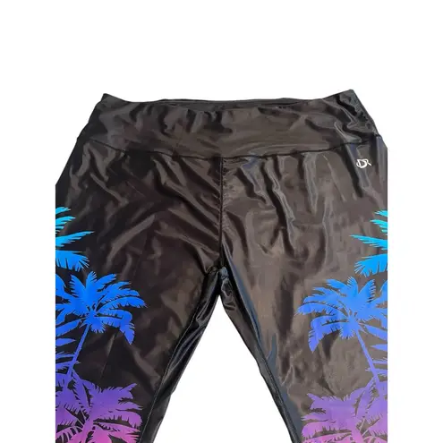 DR Swim Pants Leggings Womens Plus Size 5X Black Neon Palms Print Cropped NWT