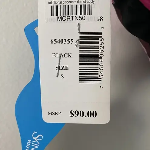 Peppermint Skinny Dippers Black Mowie Bikini Swim Top Size Small NWT