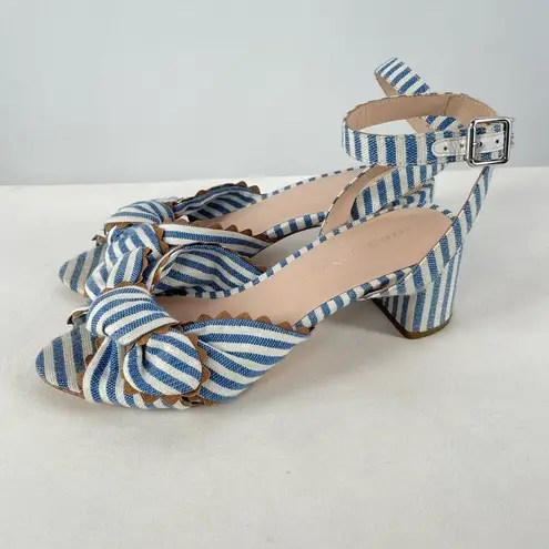 Loeffler Randall Jill Knotted Striped Sandal in Blue White Size 7