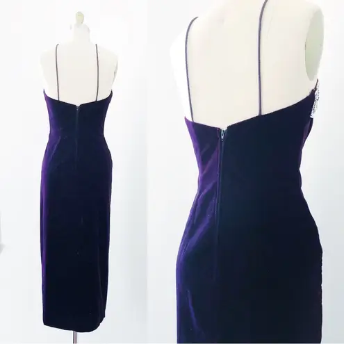 vintage • purple velvet sheath dress Blondie & Me y2k 90s halter neck sequin