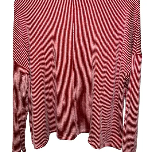 Zenana NWT  ribbed striped red long sleeve shirt L/XL