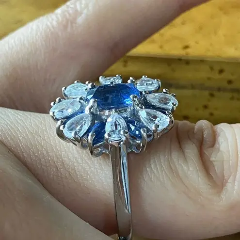 Natural Kyanite Sterling Silver Cocktail Ring Size 7