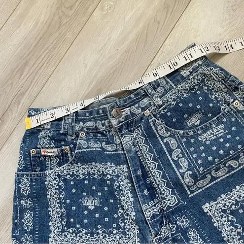 True VIWACE Jeans Vintage Bandana Patchwork Patterned Denim Shorts Blue