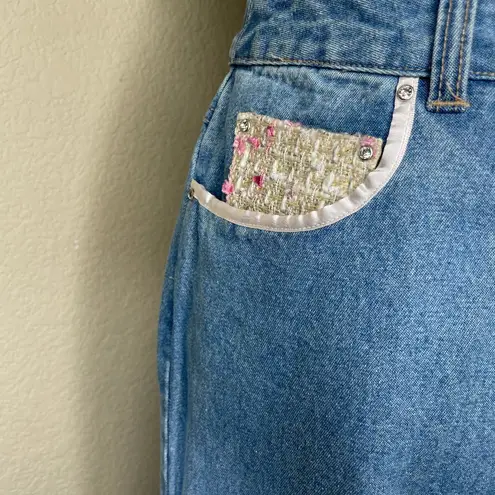 Forenza Cotton Patch High Waisted Wide Leg Denim Pants Size 12 Boho Hippie