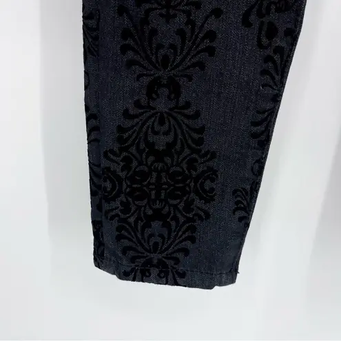 Bisou Bisou Michele Bohbot Black Flocked Skinny Jeans Size 4