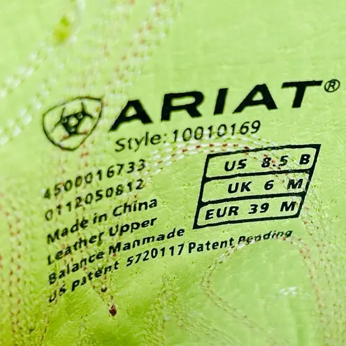 Ariat  Round Up Square Toe Western Boot, Brown Leather, Red/Green Embroidery 8.5