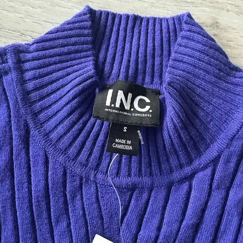 INC Detail Ribbed Mock Neck Sweater Sapphire Crush Blue (Purple) Size Small NWT Purple