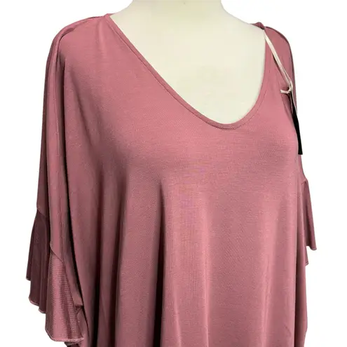 Garnet Hill Tunic Top Women M Burgundy Batwing Stretch Relaxed Feminine NEW