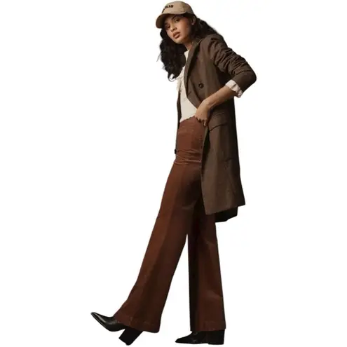 Pilcro Anthropologie Pull-On Mid-Rise Brown Velvet Retro Flare Jeans Size 27