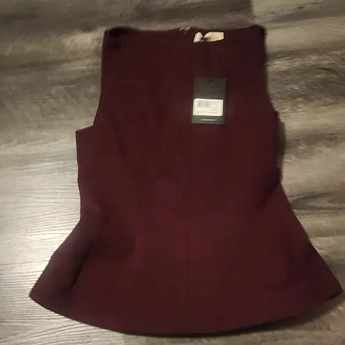 NICHOLAS Dark Plum Simmy Panelled Long Bodice Top Size 8 Red