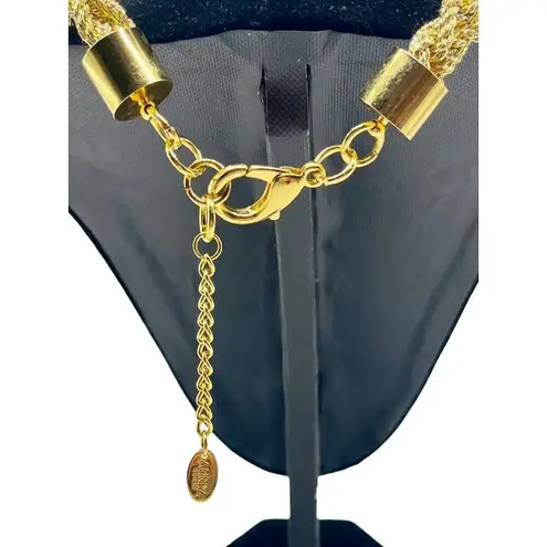 Amrita Singh Gold Tone Pearl Bead Bauble Drop Statement Necklace Bridgerton