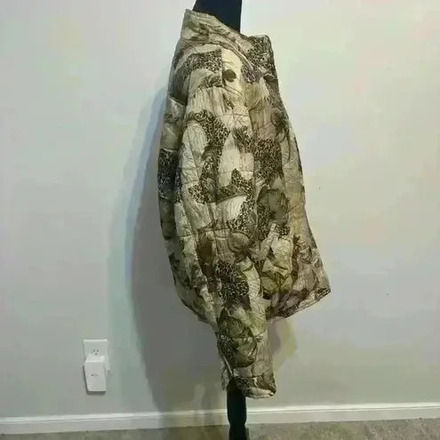 100% Silk Tan Leopard Abstract Anna & Frank Bomber Jacket Size Medium Vintage