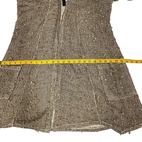 Keren Hart Knitted Long Line Open Cardigan Sweater Size S Taupe Gold Formal
