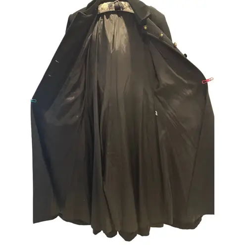 VTG USA MDP Mario De Pinto Wool Maxi Coat Velvet Old Money Retro Glam Heritage Black