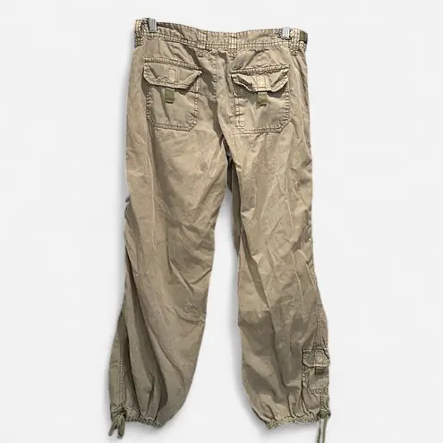 Polo Jeans Co Y2K Low Rise Baggy Cargo Pants Size 4 Grunge Boho 100% Cotton Brown