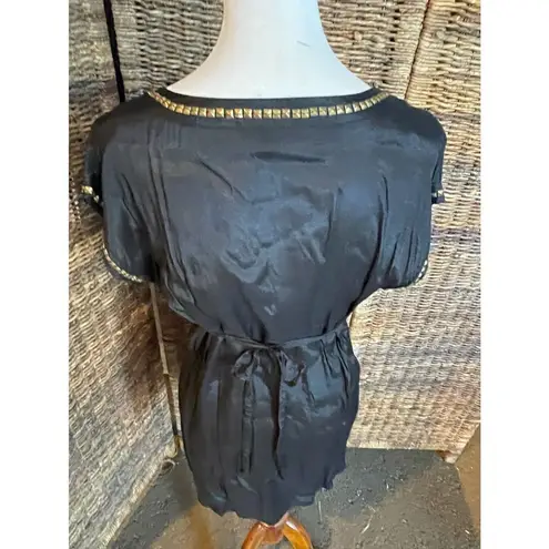 Limited Collection Black Ribbed Design With Gold/Medal Embellishment 100% Viscos Size 12