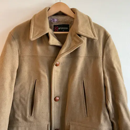 Vintage McGregor Camel Car Wool Fleece Line winter Peacoat Sz 38 Tan Size M