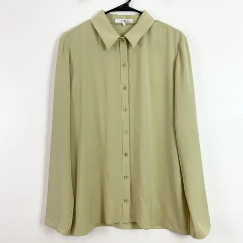 Tibi Soft Drape Slim Button Down Collared Shirt Top Clay Size 8