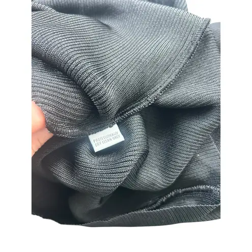 St. John Sport Ribbed Knit Mock Neck Long Sleeve Sweater Top Made in USA Black Size L