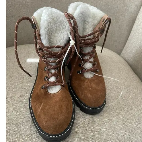 BERNARDO STUDIO Womens Dasher Hiker Faux Shearling Suede Boot, S75 Brown Size 8