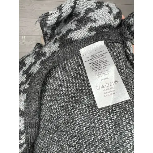 Loft Outlet black & gray houndstooth knit cowl neck poncho sweater Size XS/S