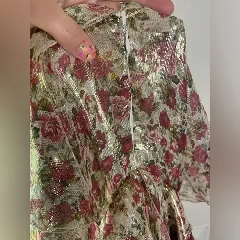 Saint Laurent mini floral one shoulder silk dress size 4 women’s