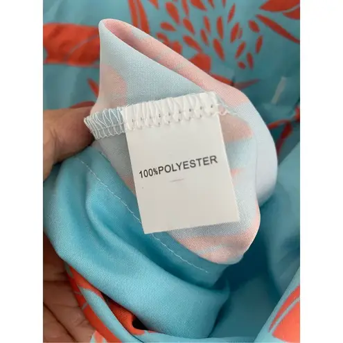 Floral Dolman Sleeve V Neck Cover up Oversized Sz S Blue