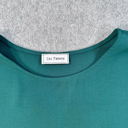 Ces Femme Green Bell Sleeve Blouse Women's Large Cutout Floral Detail Top