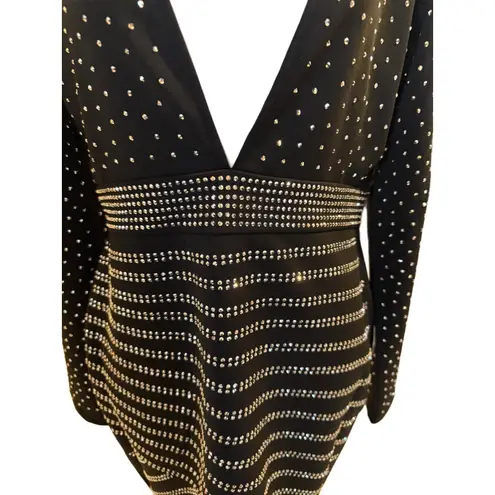 NWT Miss Circle NY Black Rhinestone Bodycon Designer Luxury Club Dress XL