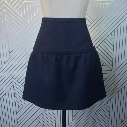 Stella McCartney Navy Wool Drop Waist Mini Skirt