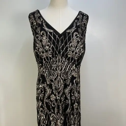 R & M Richards  Sequin Embellished Dress Black Gown