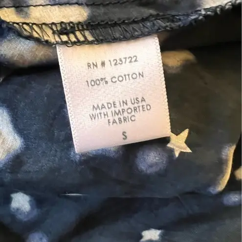 XIRENA Written In The Stars Voile Wrap Midi Dress Navy Blue Star Print Size S