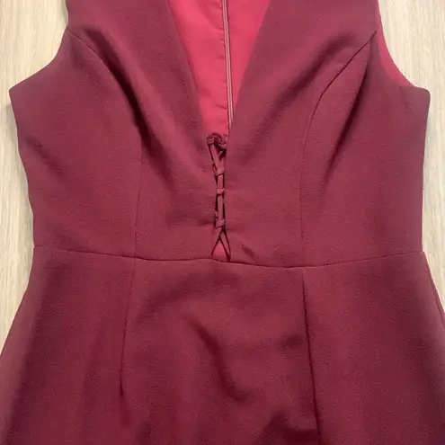 WAYF The Casey Plunge Neck Sleeveless Long Dress Burgundy Small!