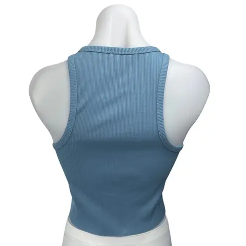 Princess Polly  Blue Rib Knit Sleeveless Racerback Pullover Crop Tank Top Size 6