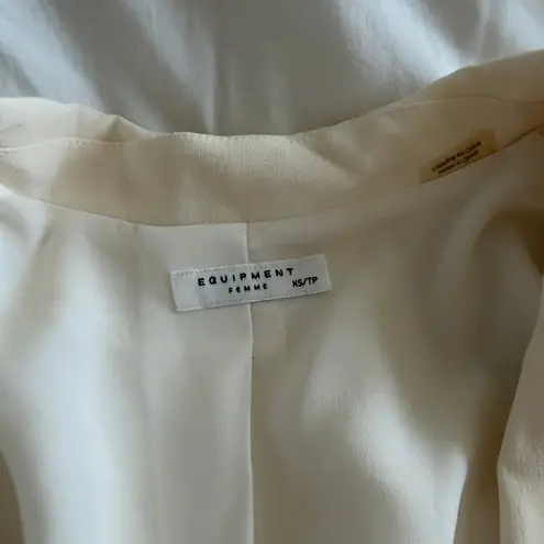 Equipment 100% Silk White Blazer Jacket Open Front Size XS