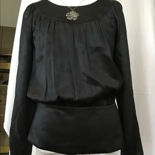 Ling sleeve silk blouse Black Size 8