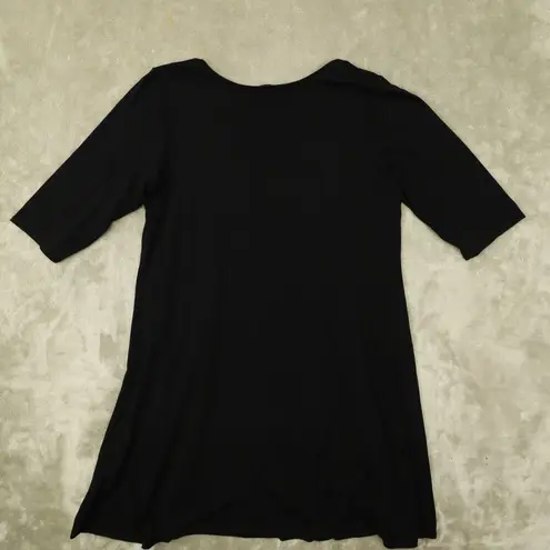 Eileen Fisher  Women's Black Half Sleeve Soft Jersey Knit Tunic Shirt size Medium