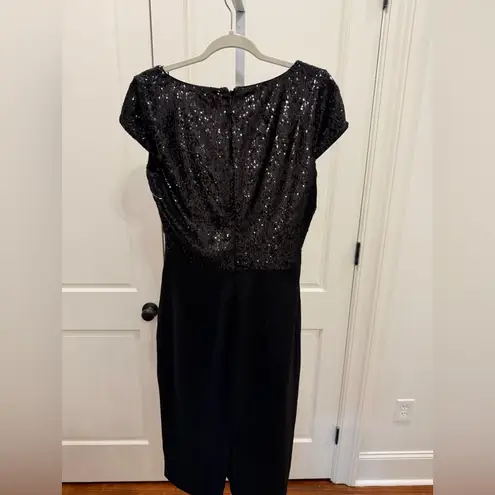 Dress the Population NWT Jaleah Black Sequin V-Neck Bodycon Midi Dress Size L