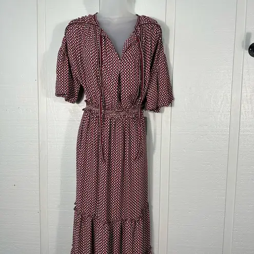 Max Studio  Cream/Red Geo Print  Maxi Dress Size Small NWT
